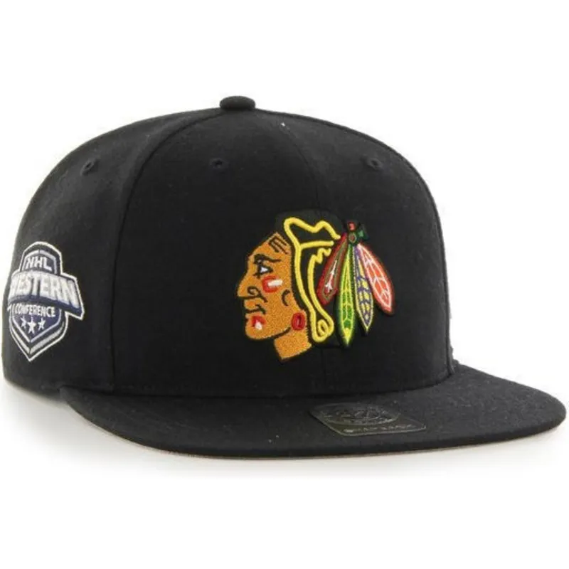 petten-plat-zwart-snapback-van-chicago-blackhawks-nhl-van-47-brand
