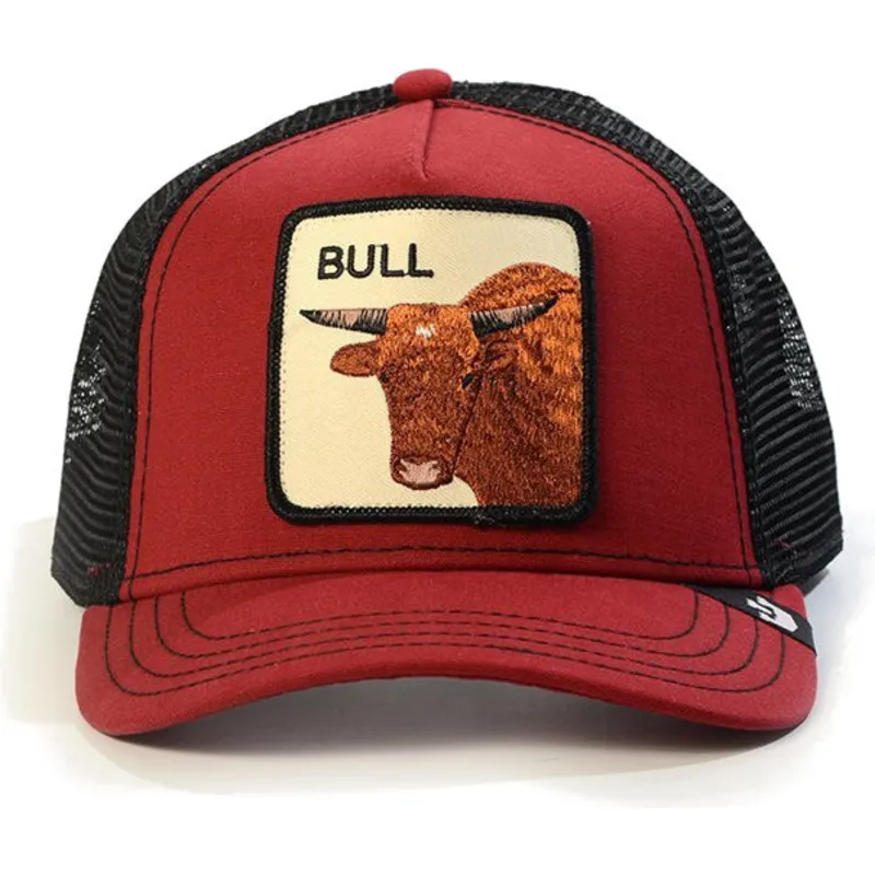 petten-gebogen-rood-snapback-bull-the-farm-van-goorin-bros