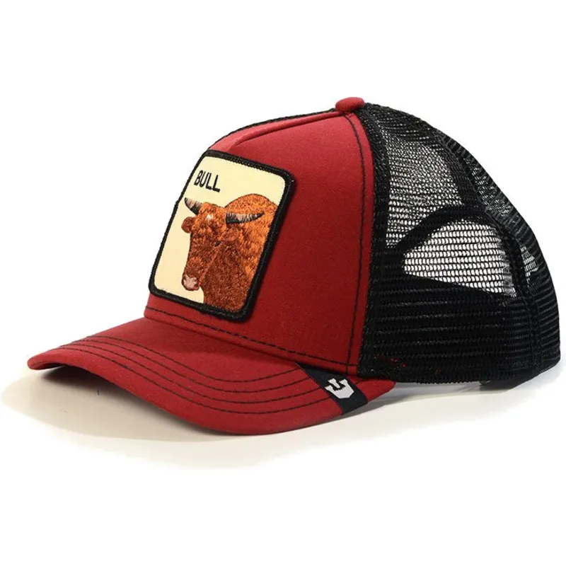 petten-gebogen-rood-snapback-bull-the-farm-van-goorin-bros