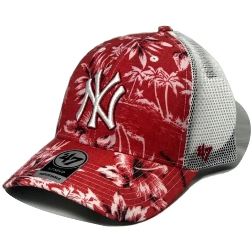 petten-gebogen-rood-snapback-van-new-york-yankees-mlb-van-47-brand