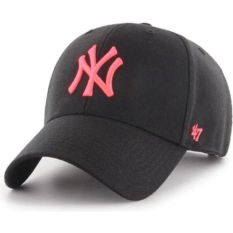petten-gebogen-zwart-snapback-rosa-van-new-york-yankees-mlb-van-47-brand