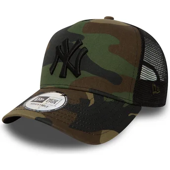 Petten gebogen camouflage snapback Clean A Frame van New York Yankees MLB van New Era