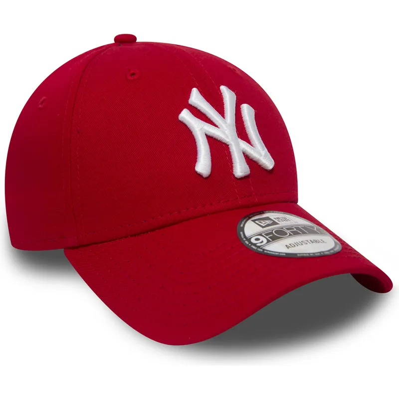 petten-gebogen-rood-verstelbaar-9forty-essential-van-new-york-yankees-mlb-van-new-era