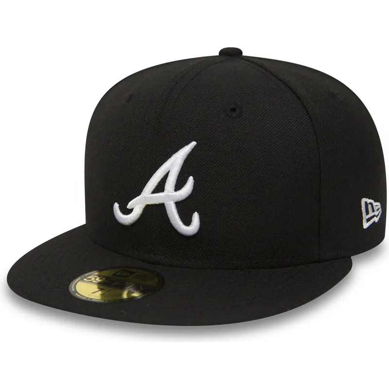 petten-plat-zwart-fitted-59fifty-essential-van-atlanta-braves-mlb-van-new-era