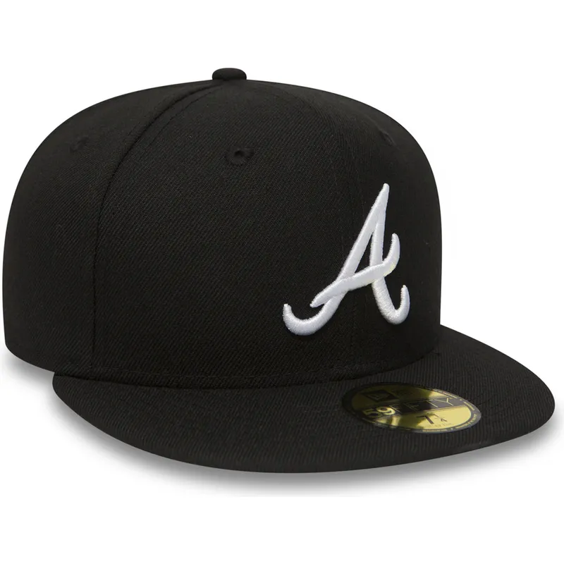 petten-plat-zwart-fitted-59fifty-essential-van-atlanta-braves-mlb-van-new-era