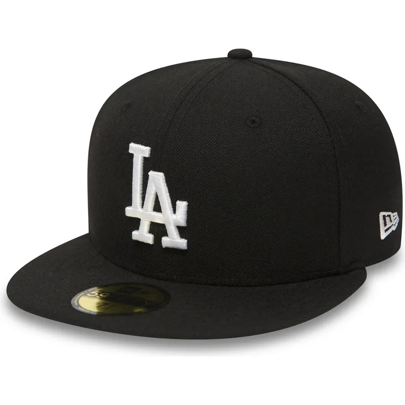 petten-plat-zwart-fitted-59fifty-essential-van-los-angeles-dodgers-mlb-van-new-era