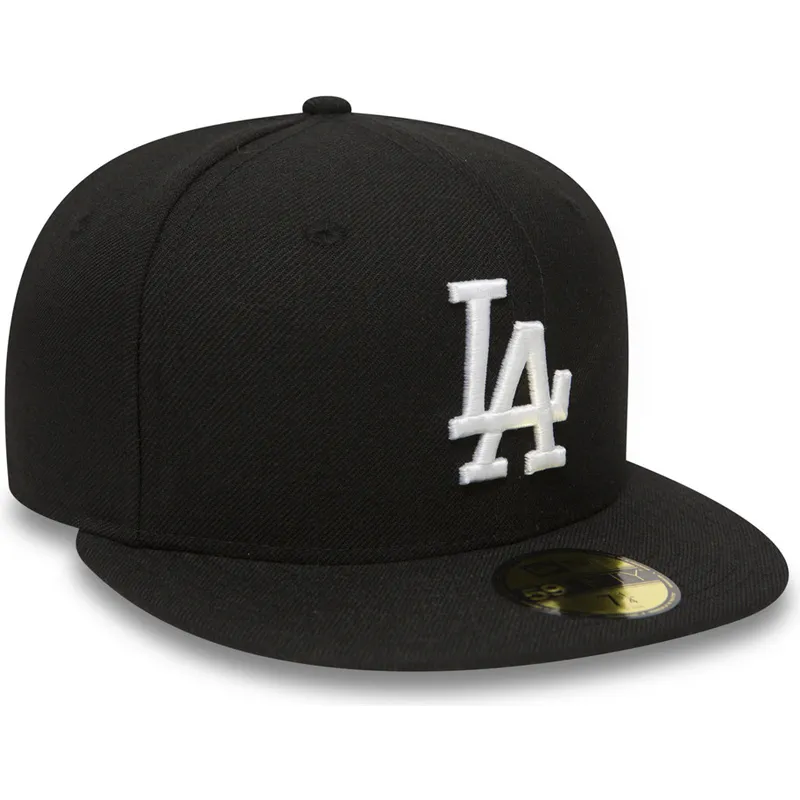 petten-plat-zwart-fitted-59fifty-essential-van-los-angeles-dodgers-mlb-van-new-era