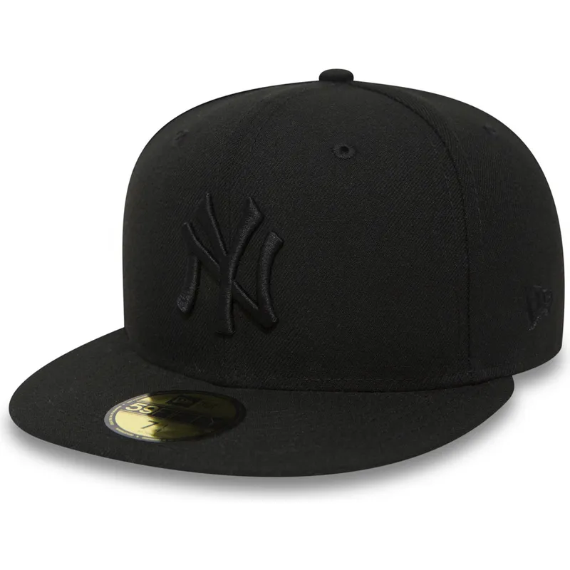 petten-plat-zwart-fitted-59fifty-black-on-black-van-new-york-yankees-mlb-van-new-era