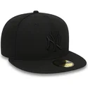 petten-plat-zwart-fitted-59fifty-black-on-black-van-new-york-yankees-mlb-van-new-era