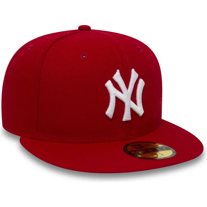 petten-plat-rood-fitted-59fifty-essential-van-new-york-yankees-mlb-van-new-era