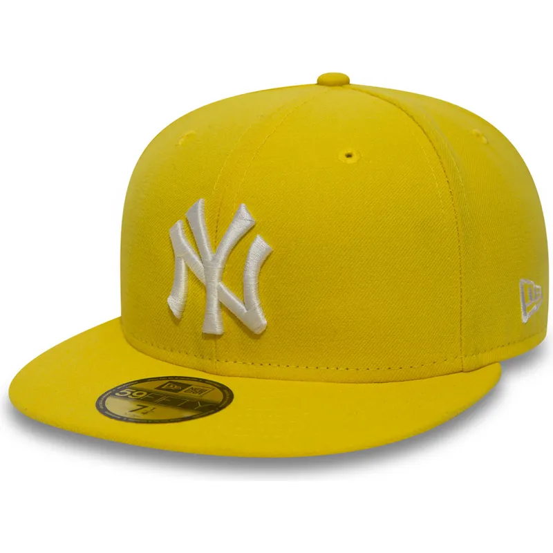 petten-plat-geel-fitted-59fifty-essential-van-new-york-yankees-mlb-van-new-era