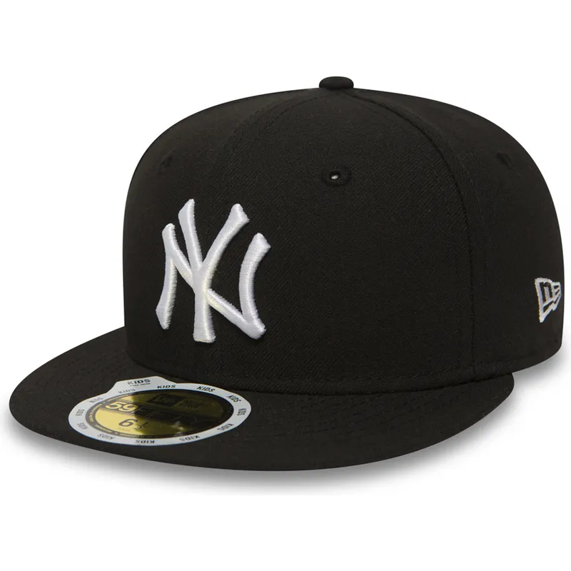 petten-plat-zwart-fitted-voor-kinderen-59fifty-essential-van-new-york-yankees-mlb-van-new-era