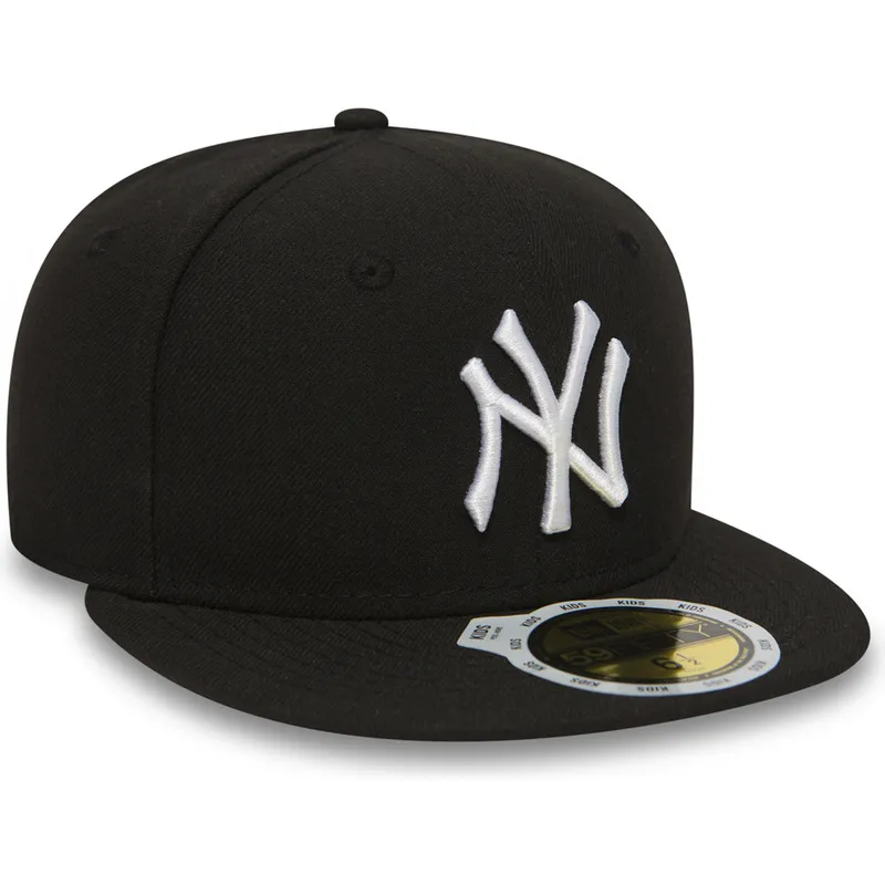 petten-plat-zwart-fitted-voor-kinderen-59fifty-essential-van-new-york-yankees-mlb-van-new-era