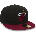 petten-plat-zwart-fitted-59fifty-essential-van-miami-heat-nba-van-new-era