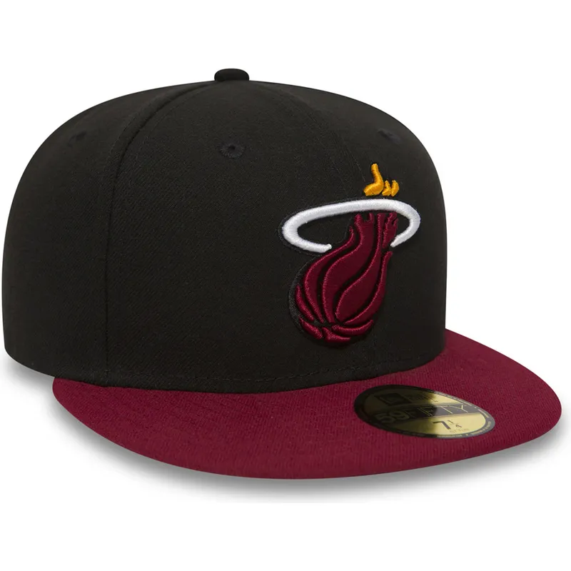 petten-plat-zwart-fitted-59fifty-essential-van-miami-heat-nba-van-new-era