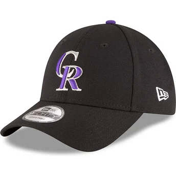 Petten gebogen zwart verstelbaar 9FORTY The League van Colorado Rockies MLB van New Era