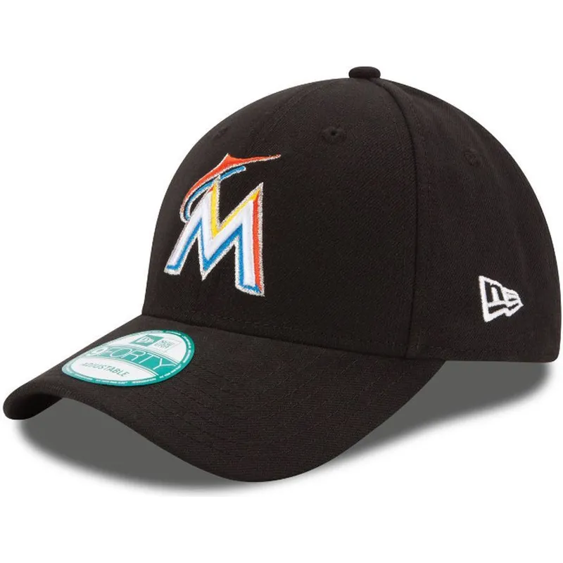 petten-gebogen-zwart-verstelbaar-9forty-the-league-van-miami-marlins-mlb-van-new-era