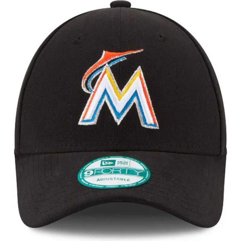 petten-gebogen-zwart-verstelbaar-9forty-the-league-van-miami-marlins-mlb-van-new-era