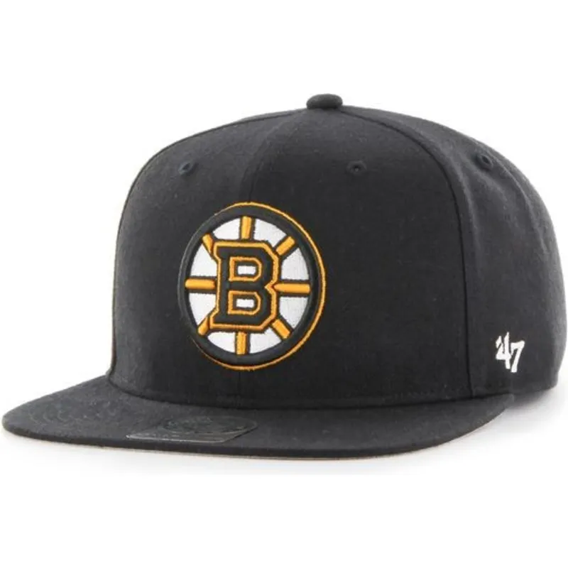 petten-plat-zwart-snapback-van-boston-bruins-nhl-van-47-brand