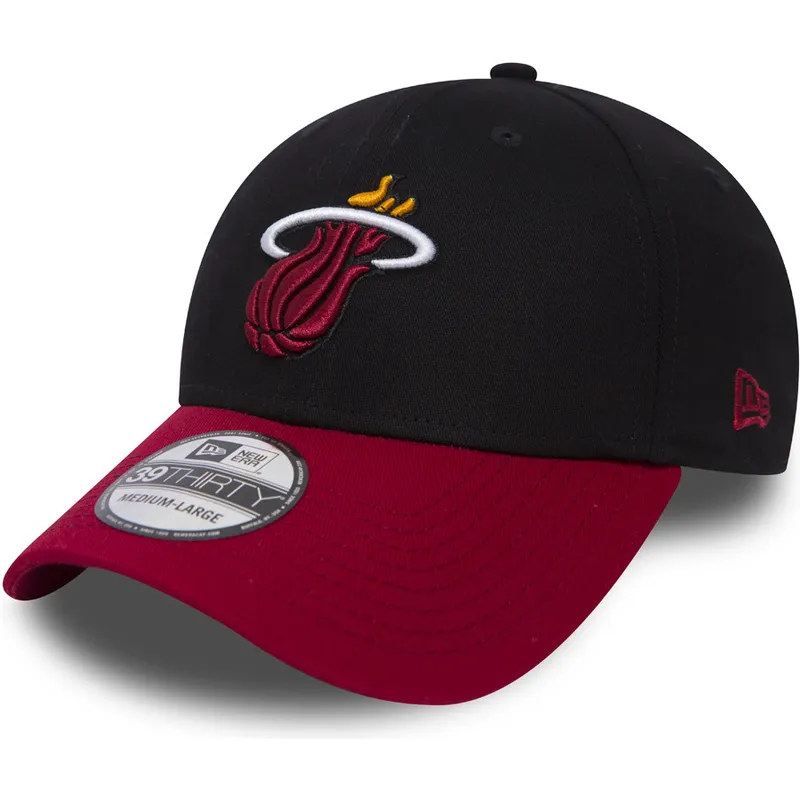 petten-gebogen-zwart-fitted-39thirty-black-base-van-miami-heat-nba-van-new-era