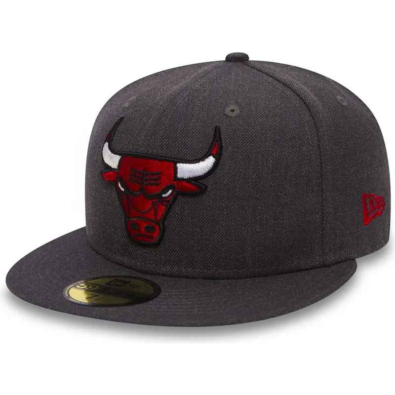 petten-plat-zwart-fitted-59fifty-heather-van-chicago-bulls-nba-van-new-era