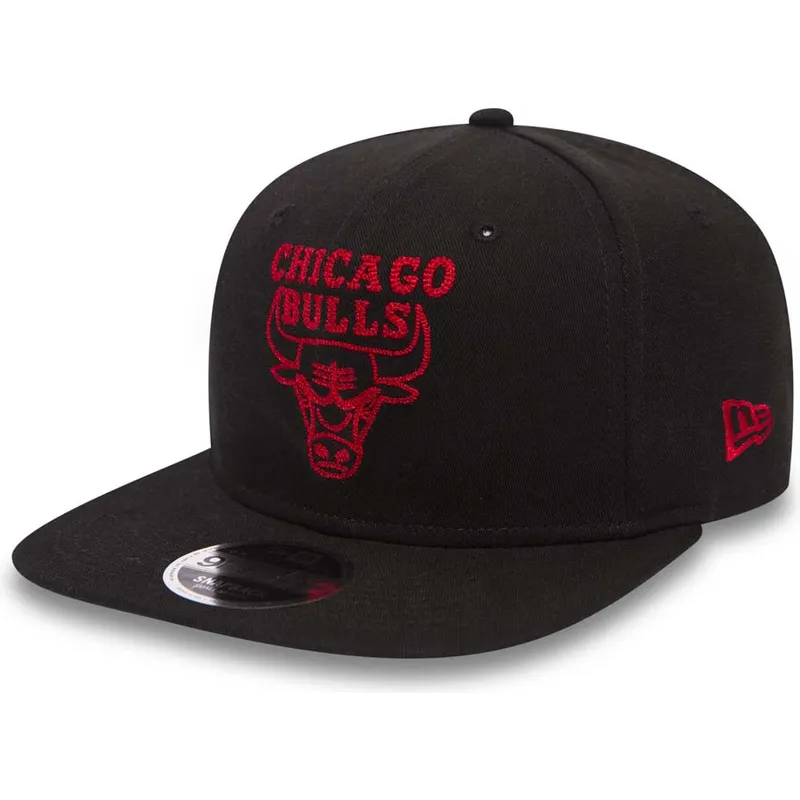 petten-plat-zwart-snapback-9fifty-chain-stitch-van-chicago-bulls-nba-van-new-era