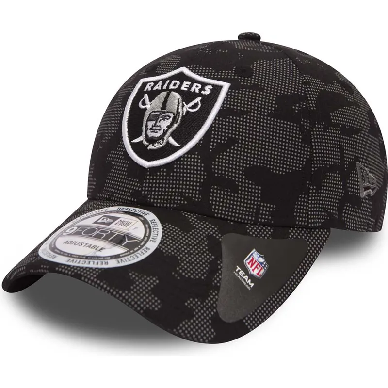 petten-gebogen-zwart-verstelbaar-9forty-night-time-reflective-van-las-vegas-raiders-nfl-van-new-era