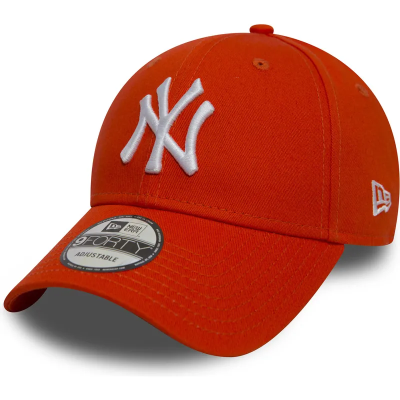 petten-gebogen-oranje-verstelbaar-9forty-essential-van-new-york-yankees-mlb-van-new-era