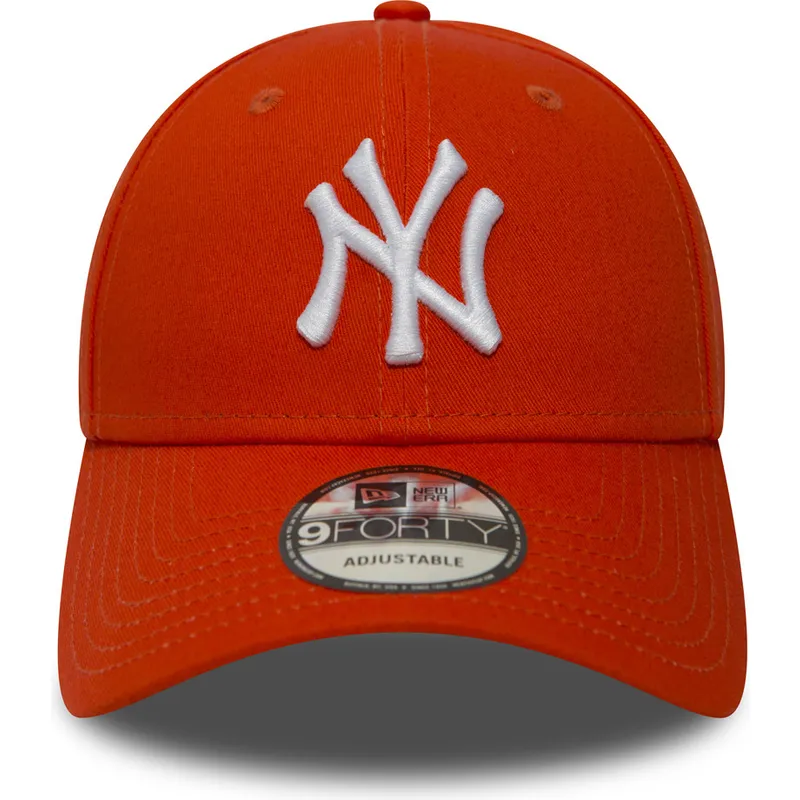petten-gebogen-oranje-verstelbaar-9forty-essential-van-new-york-yankees-mlb-van-new-era