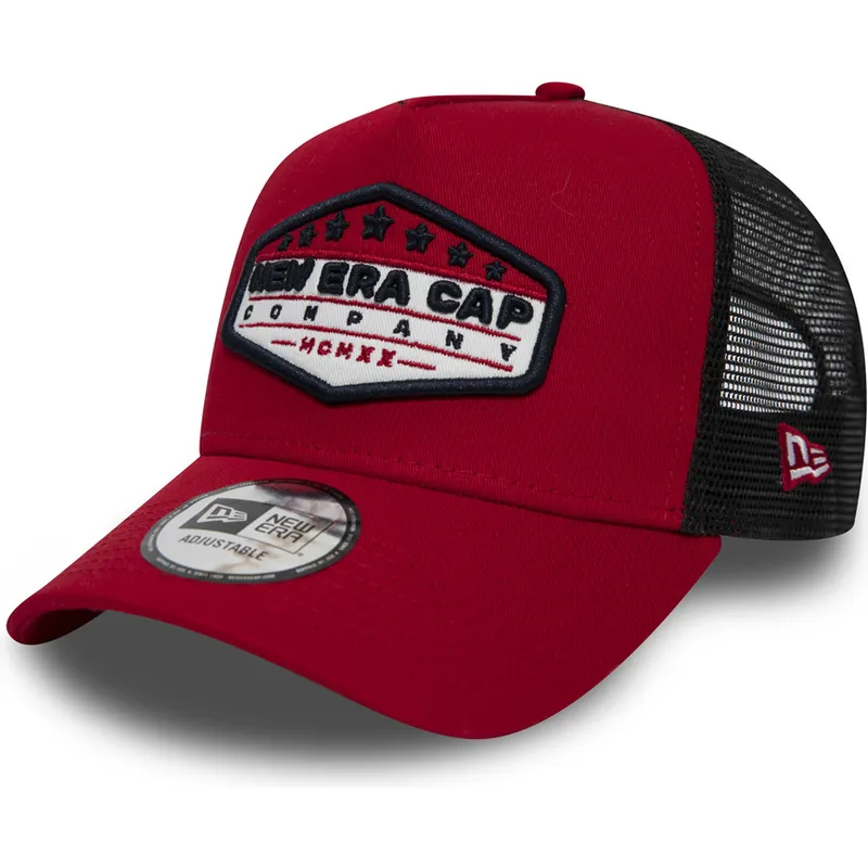 petten-gebogen-rood-snapback-patch-a-frame-van-new-era
