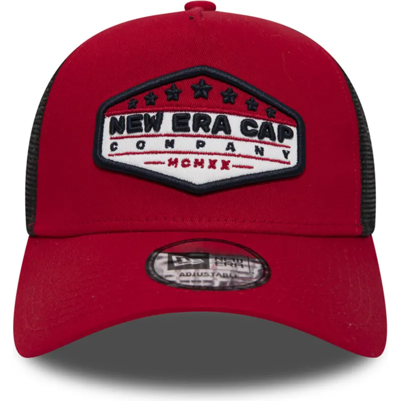 petten-gebogen-rood-snapback-patch-a-frame-van-new-era
