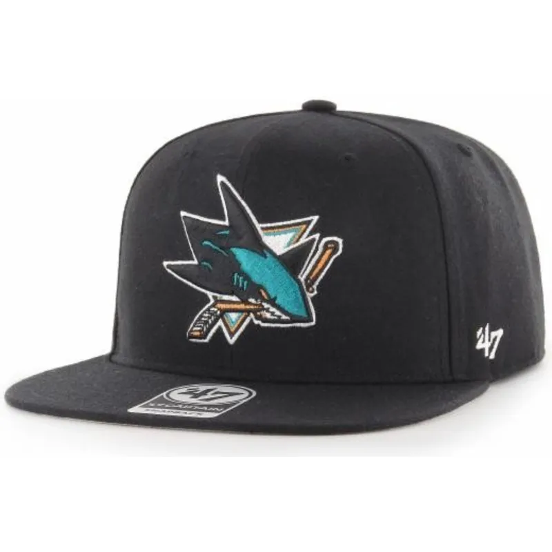 petten-plat-zwart-snapback-captain-no-shot-van-san-jose-sharks-nhl-van-47-brand