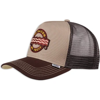 Petten gebogen bruin snapback Food Bacon van Djinns