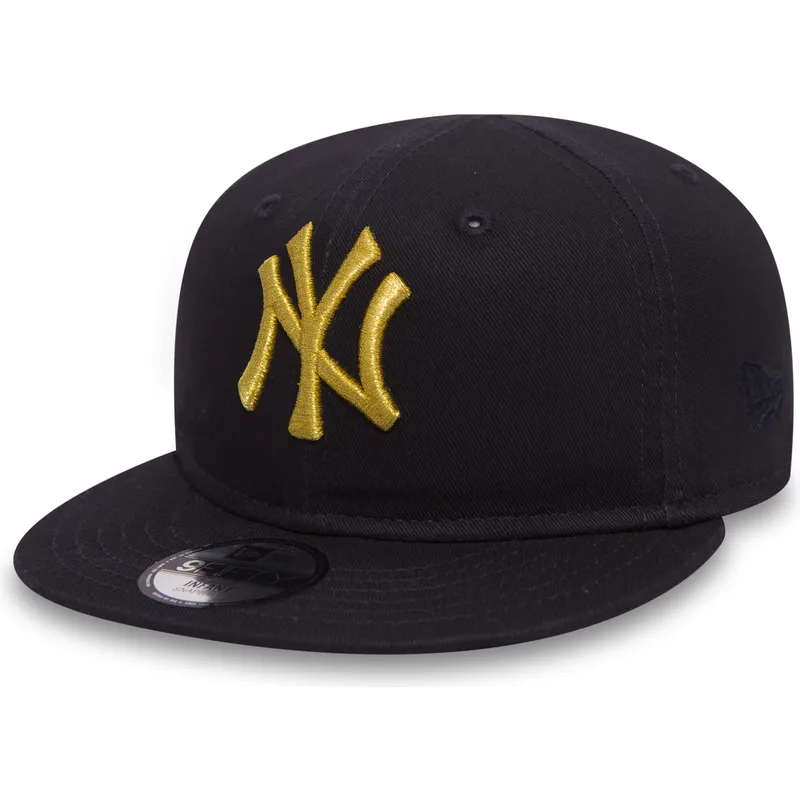 petten-plat-zwart-snapback-voor-kinderen-oro-9fifty-golden-van-new-york-yankees-mlb-van-new-era