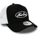 petten-gebogen-zwart-snapback-oval-script-a-frame-van-new-era