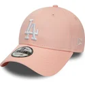 petten-gebogen-roze-verstelbaar-9forty-league-essential-van-los-angeles-dodgers-mlb-van-new-era