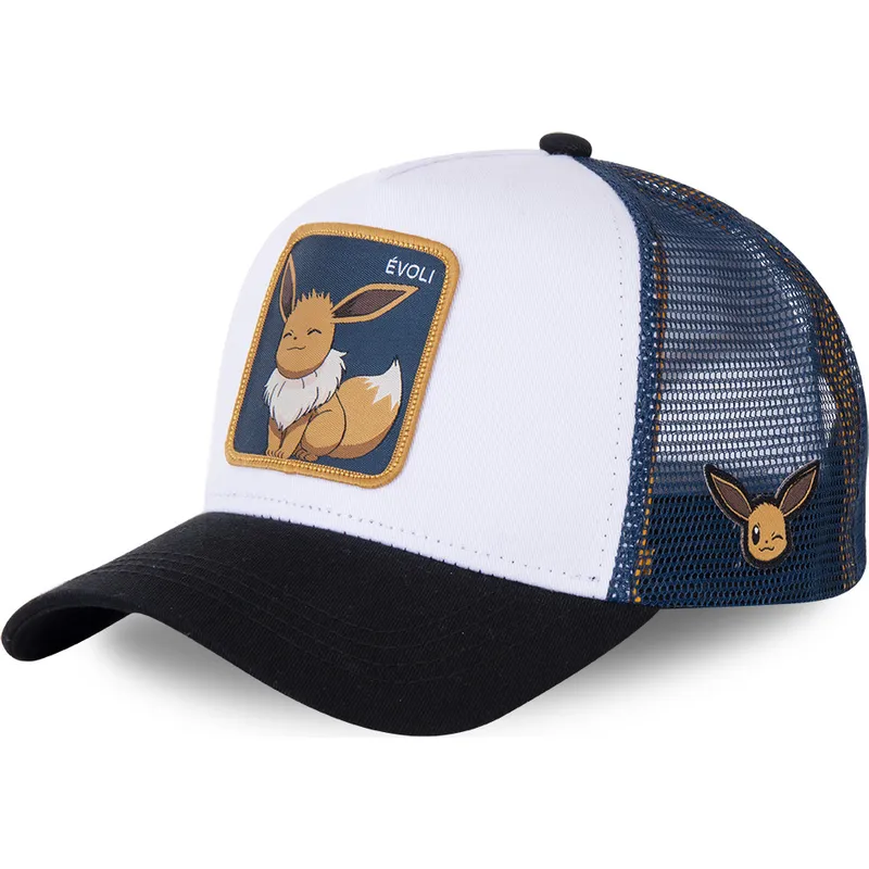 petten-gebogen-wit-snapback-evo3-eevee-pokemon-van-capslab petten-gebogen-wit-snapback-evo3-eevee-pokemon-van-capslab