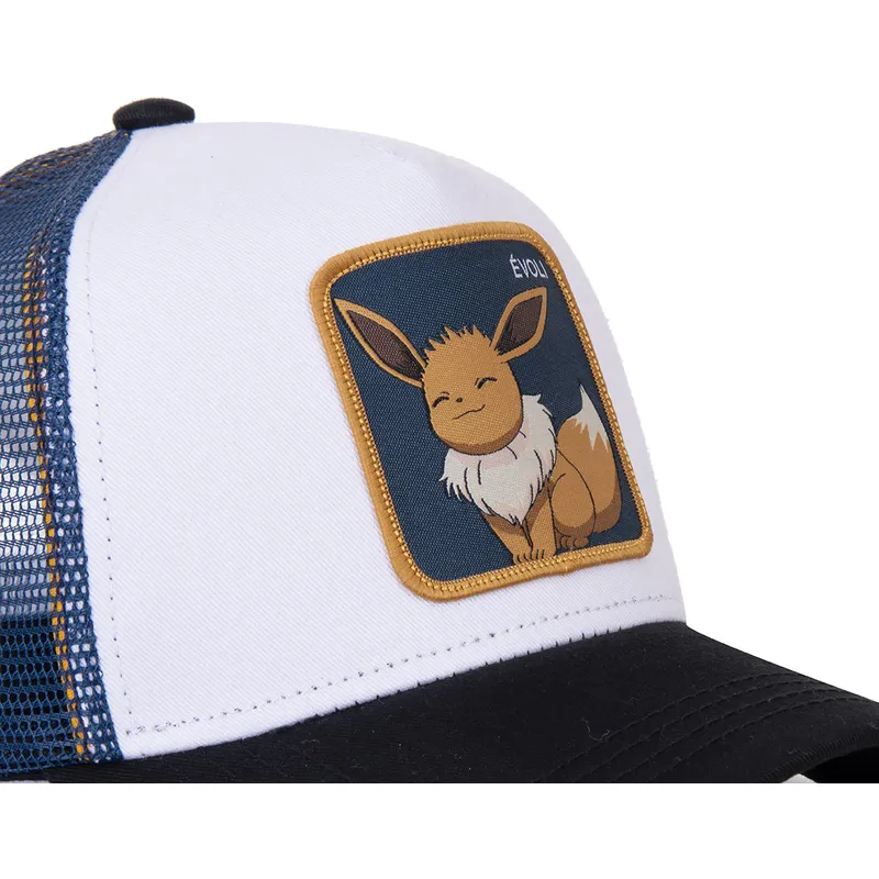 petten-gebogen-wit-snapback-evo3-eevee-pokemon-van-capslab petten-gebogen-wit-snapback-evo3-eevee-pokemon-van-capslab