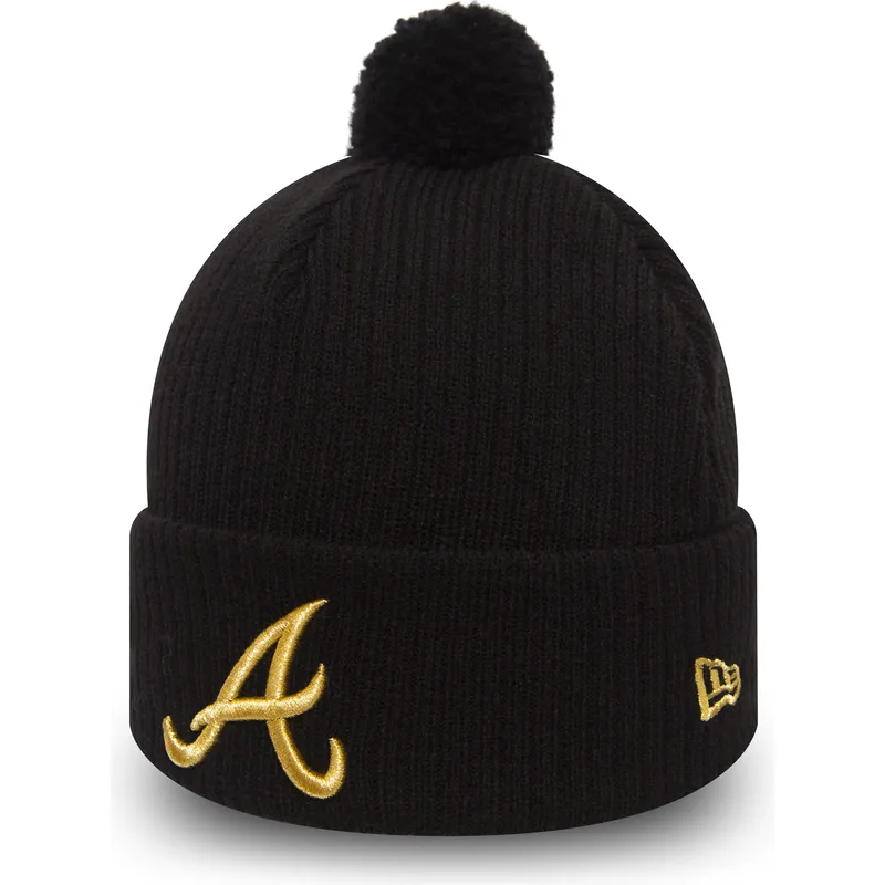 mutsen-pompon-zwart-cuff-knit-sport-waffle-van-atlanta-braves-mlb-van-new-era