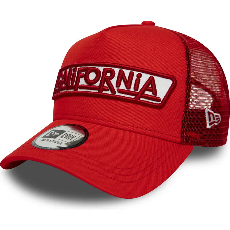 petten-gebogen-rood-snapback-a-frame-usa-patch-california-van-new-era