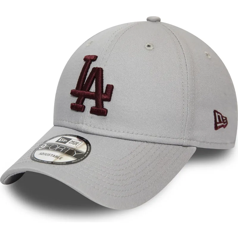 petten-gebogen-grijs-verstelbaar-9forty-essential-van-los-angeles-dodgers-mlb-van-new-era