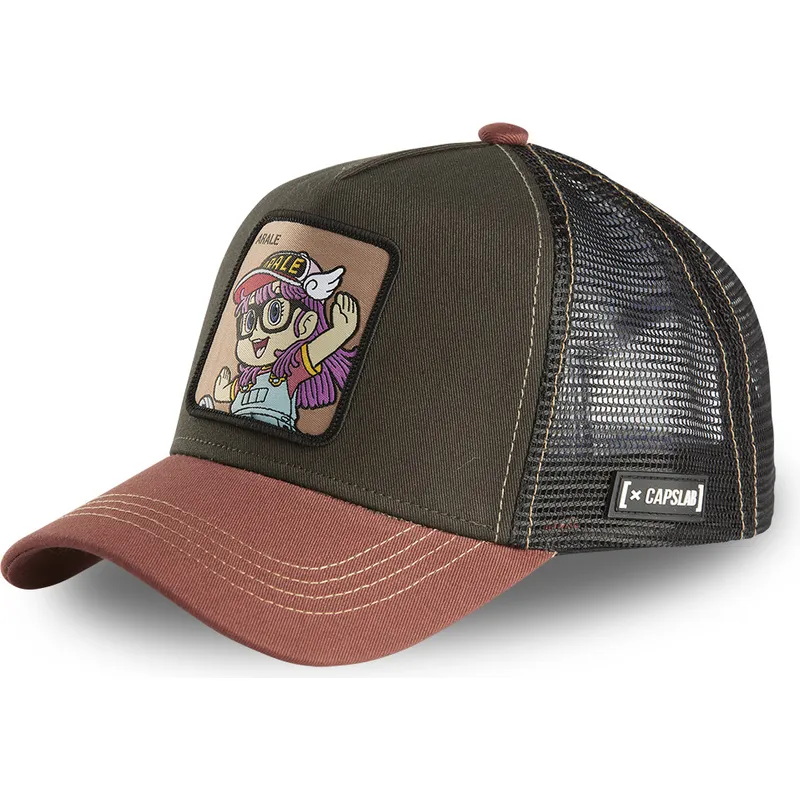 petten-gebogen-bruin-snapback-rob1-arale-norimaki-dr-slump-van-capslab