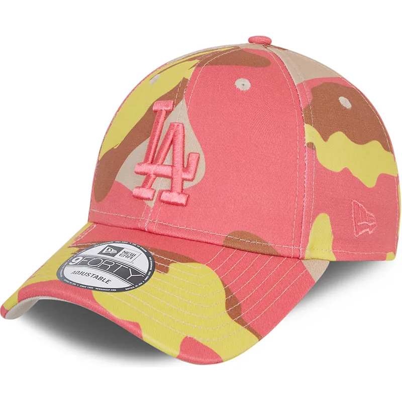 petten-gebogen-camouflage-verstelbaar-rosa-rosa-9forty-van-los-angeles-dodgers-mlb-van-new-era