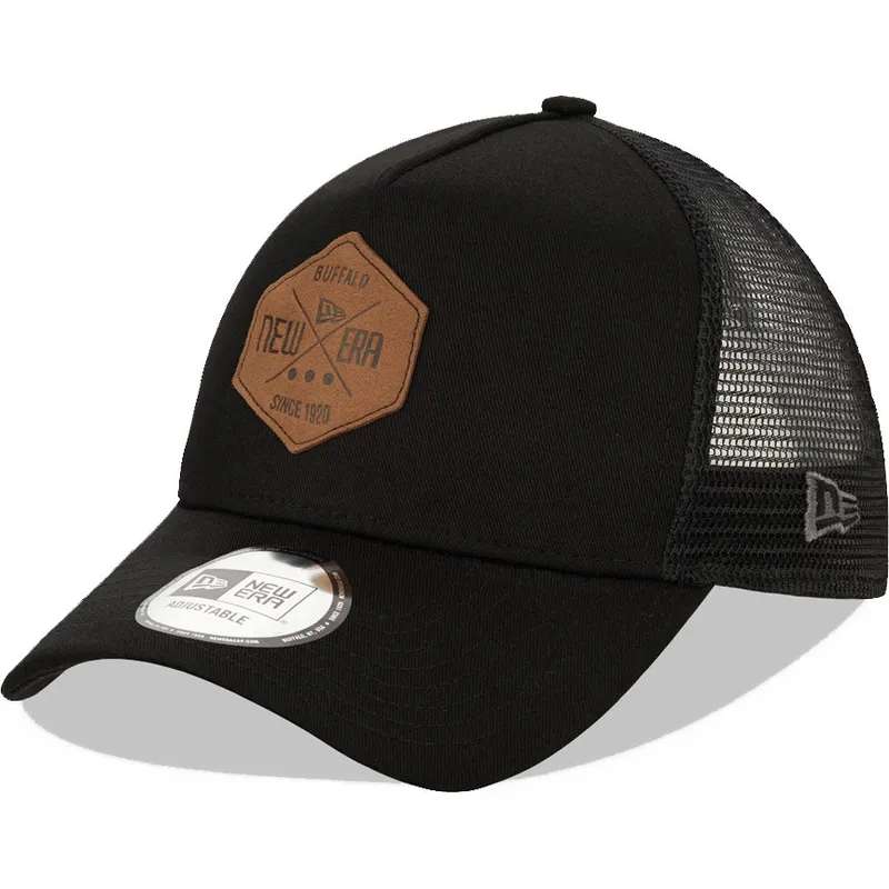petten-gebogen-zwart-snapback-a-frame-9forty-heritage-patch-van-new-era