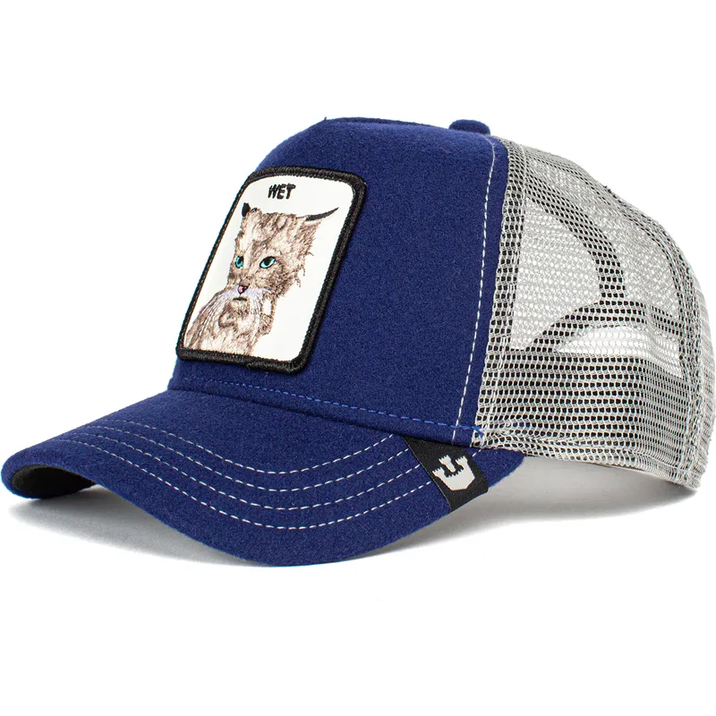 petten-gebogen-blauw-snapback-wet-clean-cat-the-farm-van-goorin-bros