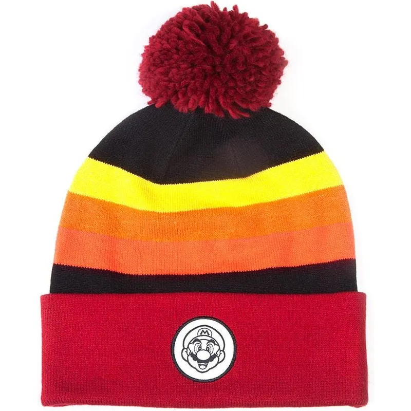 mutsen-pompon-rood-retro-striped-bros-van-difuzed