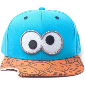 petten-plat-blauw-snapback-van-las-galletas-cookie-bite-barrio-sesamo-van-difuzed