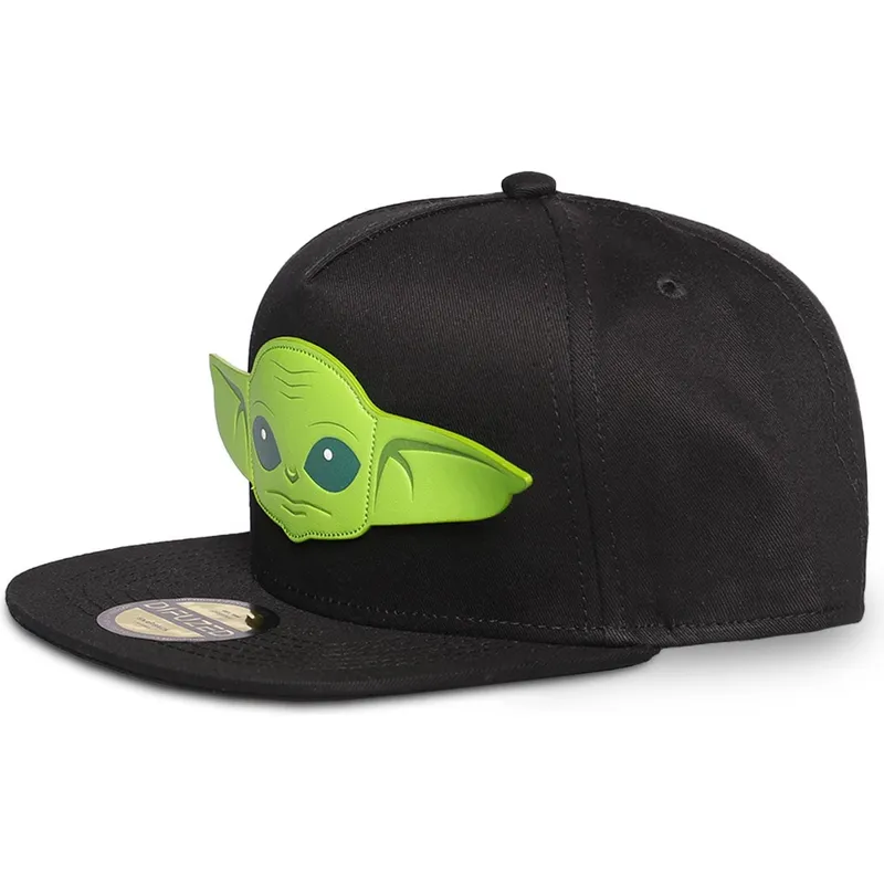 petten-plat-zwart-snapback-voor-kinderen-baby-yoda-the-mandalorian-van-difuzed