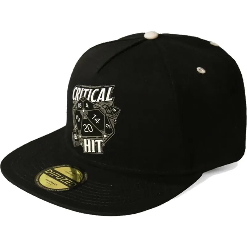 petten-plat-zwart-snapback-critical-hit-dice-van-difuzed