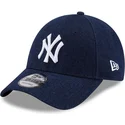 petten-gebogen-marineblauw-verstelbaar-9forty-denim-van-new-york-yankees-mlb-van-new-era